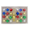 Glass Multicolor Ball Ornaments With Gold Treetop, 25-Piece Box