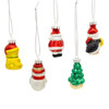 Glass Santa, Tree, Dog & Snowman Ornaments, 4 Assorted