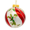 80MM Glass Red, White & Green Holly Berry Ball Ornament, 6-Piece Box