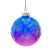 80MM Glass Purple & Blue Peacock Ball Ornaments, 6-Piece Box