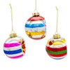 80MM Glass Multicolor Reflector Ornaments, 3-Piece Box
