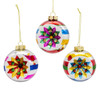 80MM Glass Multicolor Reflector Ornaments, 3-Piece Box