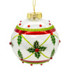 80MM Glass White, Red & Green Holly Berry Ball Ornaments, 6-Piece Box