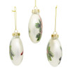 100MM Glass Cardinal With Holly Berry Flat Ball Ornaments, 3-Piece Box