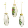100MM Glass Cardinal With Holly Berry Flat Ball Ornaments, 3-Piece Box