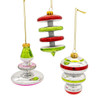Glass Silver, Green & Red Ornaments, 3-Piece Set