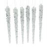 6" Glittered Icicle Ornaments, 6-Piece Box