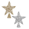 6“ Un-Lit Miniature Gold and Silver Metal Star Treetops, 2 Assorted