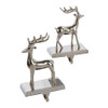 Silver Metal Reindeer Stocking Hangers, 2 Assorted