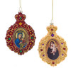 Glass Red & Gold Virgin & Child Ornaments, 2 Assorted