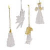 Glass Clear & Gold Ornaments Snowflake, Angel, Tree & Nativity, 3 Assorted