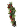 22“ Battery-Operated Pre-Lit Warm White LED Red Berries and Ball Ornaments Wreath
