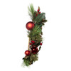 22" Battery-Operated Pre-Lit Warm White LED Red Berries and Ball Ornaments Wreath