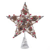 12“ Un-Lit Natural Brown Star With Berries Treetop