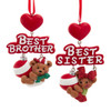 “Best Sister“ & “Best Brother“ Ornaments For Personalization, 2 Assorted