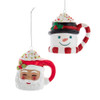 Santa & Snowman Teacup Ornaments, 2 Assorted