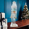 20“ Hollywood Nutcrackers™ Battery Operated Lighted Animated Musical White Soldier Water Globe Hat Nutcracker
