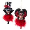 10.25“ Holly Hats™ Day Of The Dead Boy And Girl Head Ornament, 2 Assorted