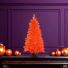 3' Battery Operated Pre-Lit Halloween Orange Potted Tree With Orange LED Lights