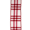 Red and White Plaid Check Double Wire Ribbon