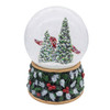 100MM Musical Wind-Up Christmas Tree With Cardinals Water Globe