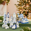 Porcelain Delft Nativity Set With 11 Pieces
