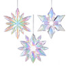 Clear and Iridescent Snowflake Ornaments, 3 Assorted