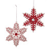 Red and White Glittered Snowflake Ornaments, 2 Assorted