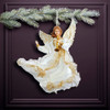 Ivory and Gold Flying Angel Ornament