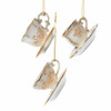 Jeweled White and Gold Teacup Ornaments, 3 Assorted