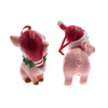 Pink Pig With Santa Hat Ornaments, 2 Assorted