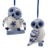 Porcelain Owl Ornaments, 2 Assorted