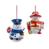 Firefighter & Police Snowman Ornaments,  2 Assorted