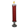 19.63“ Battery Operated Red Glittered Candle With Warm White LED Flicker Flame