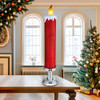 19.63“ Battery Operated Red Glittered Candle With Warm White LED Flicker Flame