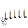 5" Battery-Operated Gold Taper LED Candle With Clips, 5-Piece Set