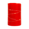 5“ Battery Operated Flicker Flame Red Candle With Fairy Lights