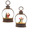 5“ Battery Operated LED Miniature Santa & Snowman Water LanternS, 2 Assorted