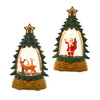 5.91“ Battery Operated Santa & Deer With Spinning Glitter Water Table Pieces, 2 Assorted