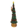 13.5" Battery Operated USB LED Lighted Santa & Deer Tree Topper With Spinning Glitter Water
