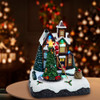 8.5“ Battery Operated Lighted Musical Santa Village Scene With Motion Table Piece