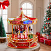 11.1“ Battery Operated Multicolor LED Lighted Musical Santa Carousel With Motion Table Piece