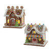 Battery Operated Light Up Lollipop House & Bubble Gum Factory Ornaments, 2 Assorted