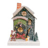 7.5" Battery Operated LED Lighted Green Paper House Table Piece
