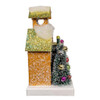 8.75" Battery Operated LED Lighted Gold Paper House Table Piece