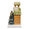 8.75" Battery Operated LED Lighted Gold Paper House Table Piece