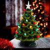 12“ Battery Operated LED Lighted Ceramic Green Tree Table Piece