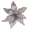 Metallic Silver Poinsettia Pick