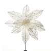 White Glittered Sequin Poinsettia Pick
