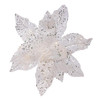 White Glittered Sequin Poinsettia Pick
